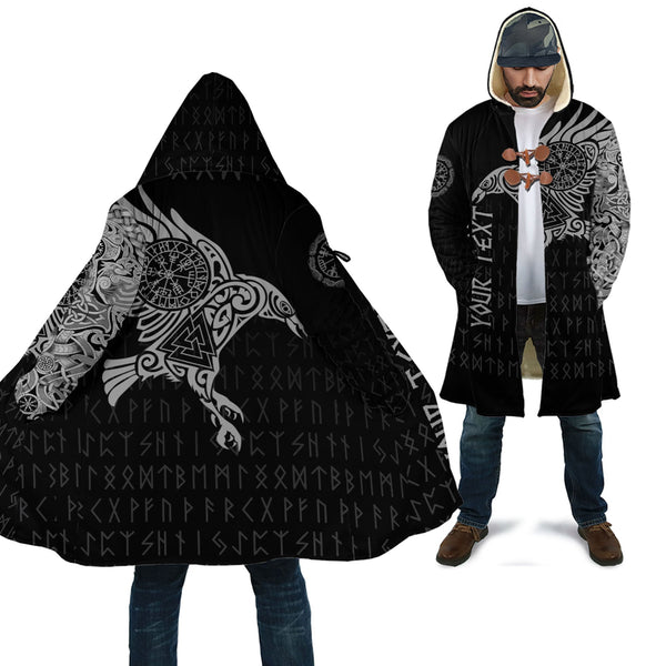 Custom Viking Hooded Coat Hooded Coat The Raven Of Odin Tattoo Special Version