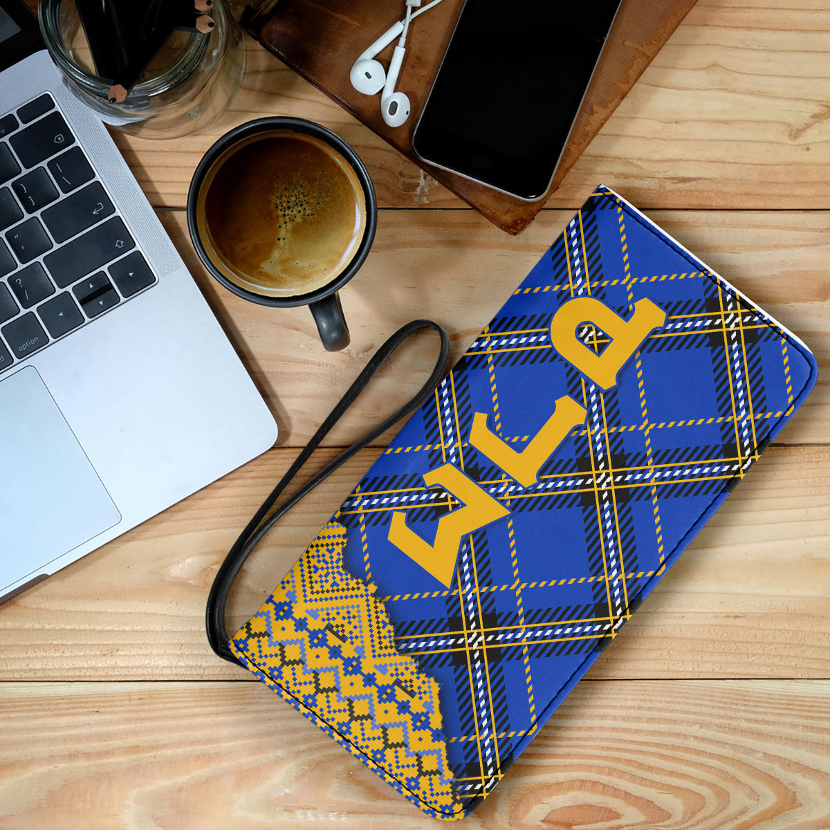 Sorority Clutch Purse - Christmas Sigma Gamma Rho Girl Clutch Purse Plaid Background Style