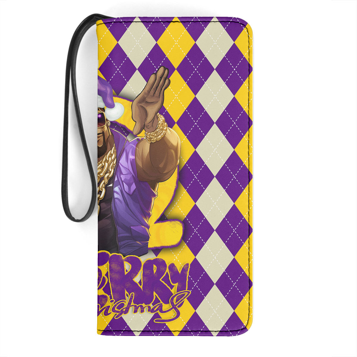 Fraternity Clutch Purse - OPP Christmas Clutch Purse Bulldog Purple Gold Caro Pattern Style