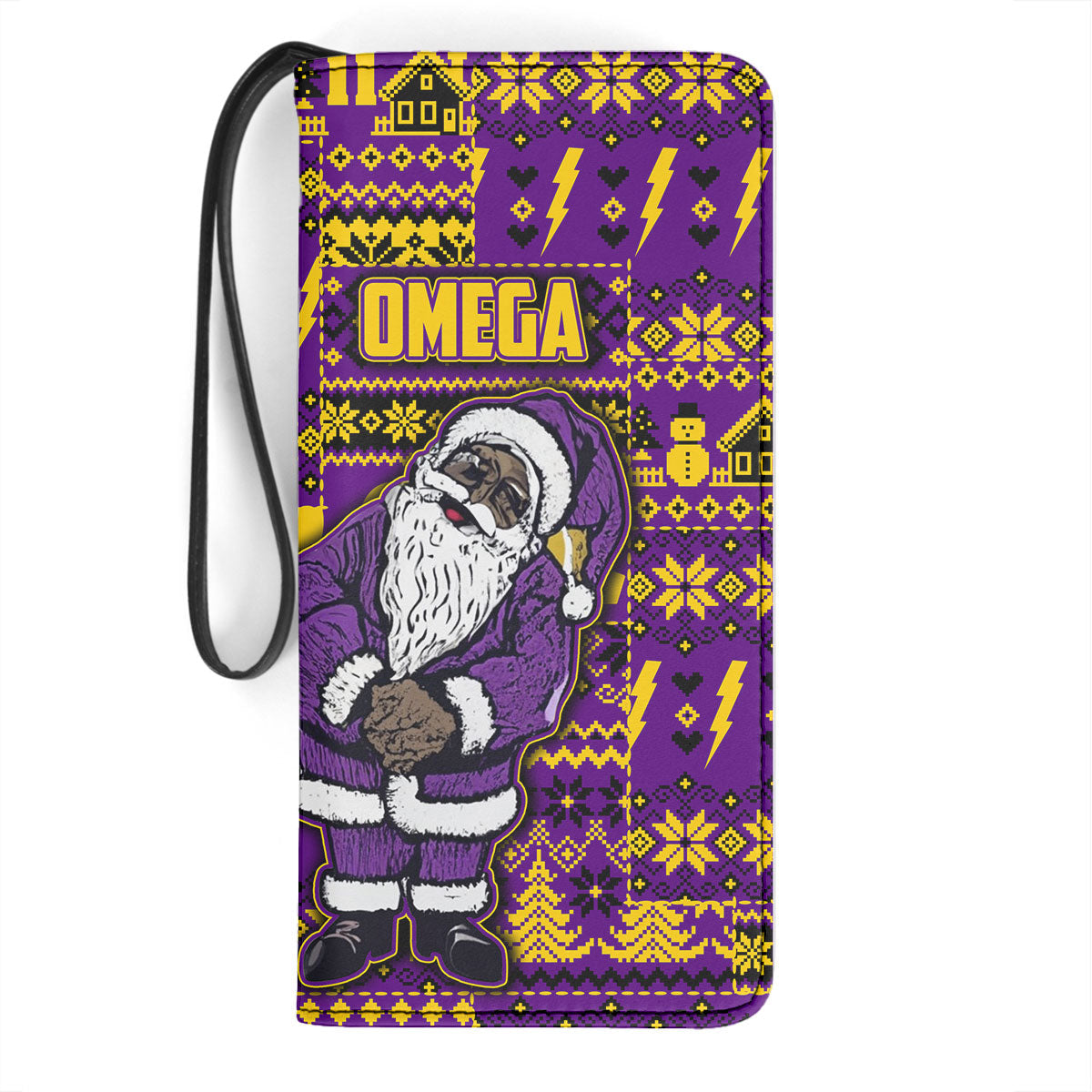 Fraternity Clutch Purse - OPP Christmas Clutch Purse Bulldog & Santa Claus Omega Style