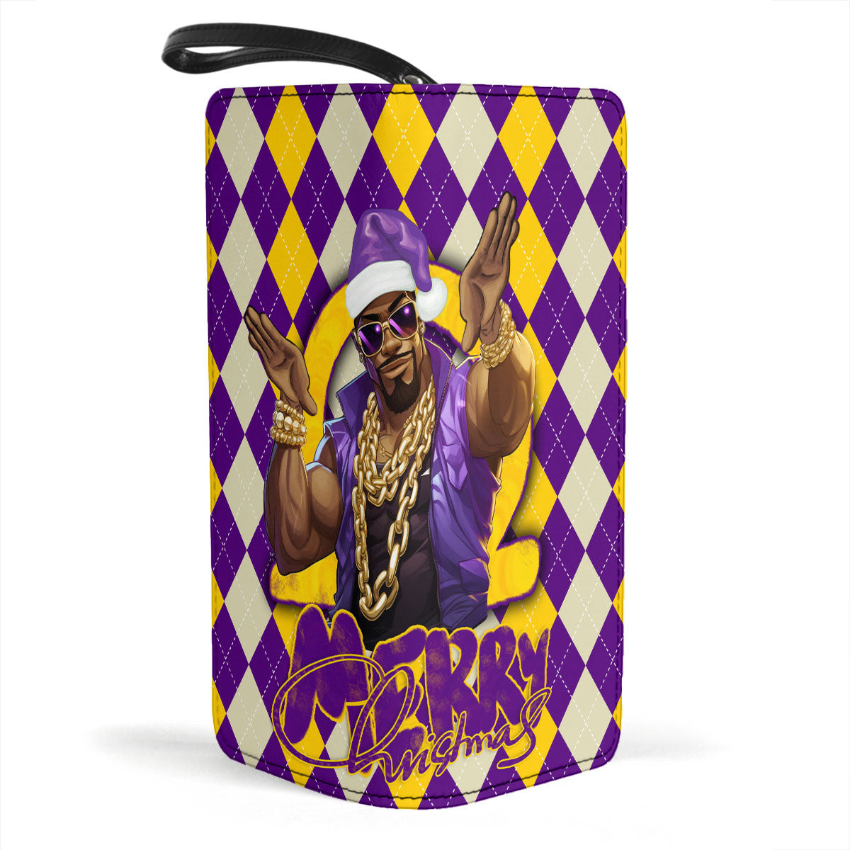 Fraternity Clutch Purse - OPP Christmas Clutch Purse Bulldog Purple Gold Caro Pattern Style