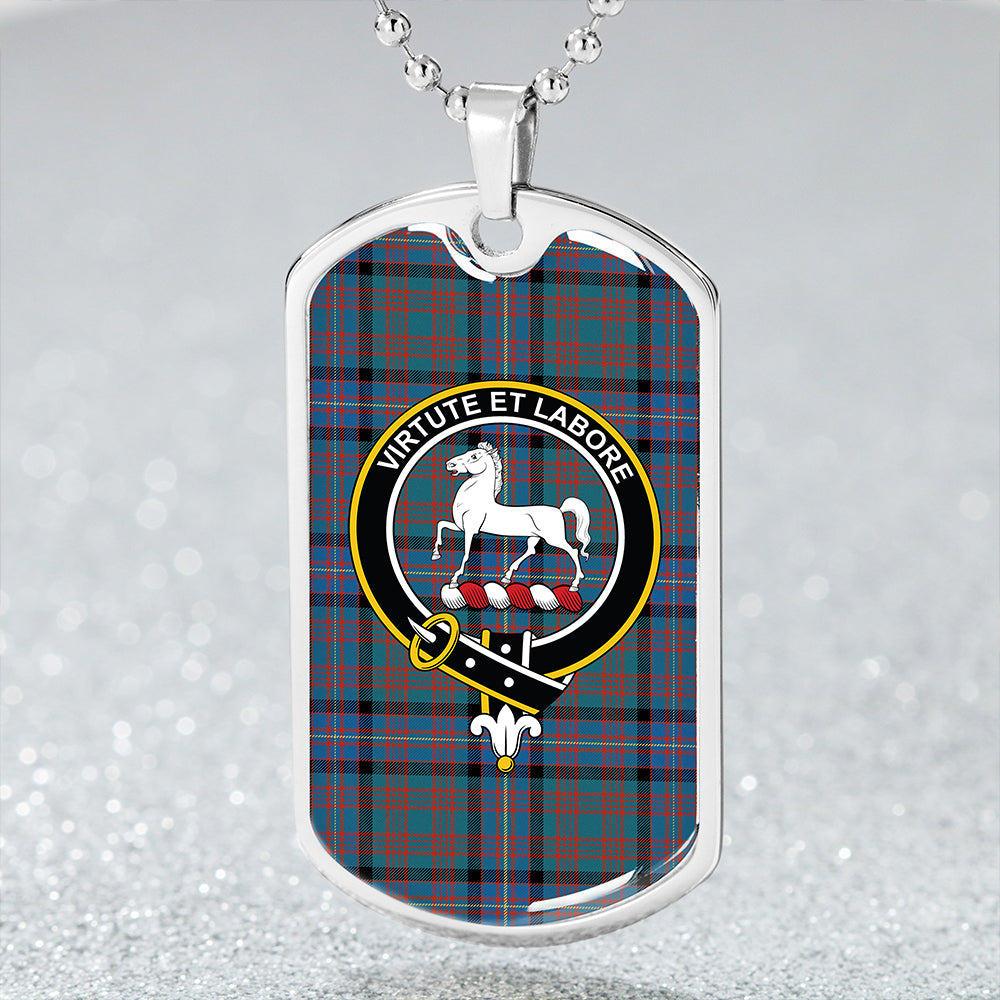 Cochrane Azure (Cochran Azure) Ancient Clan Badge Classic Tartan Dog Tag Necklace