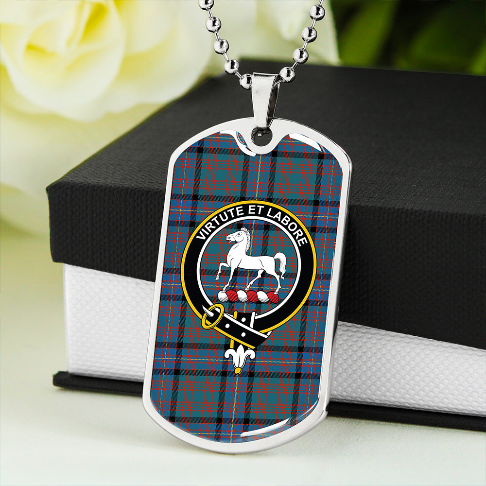 Cochrane Azure (Cochran Azure) Ancient Clan Badge Classic Tartan Dog Tag Necklace