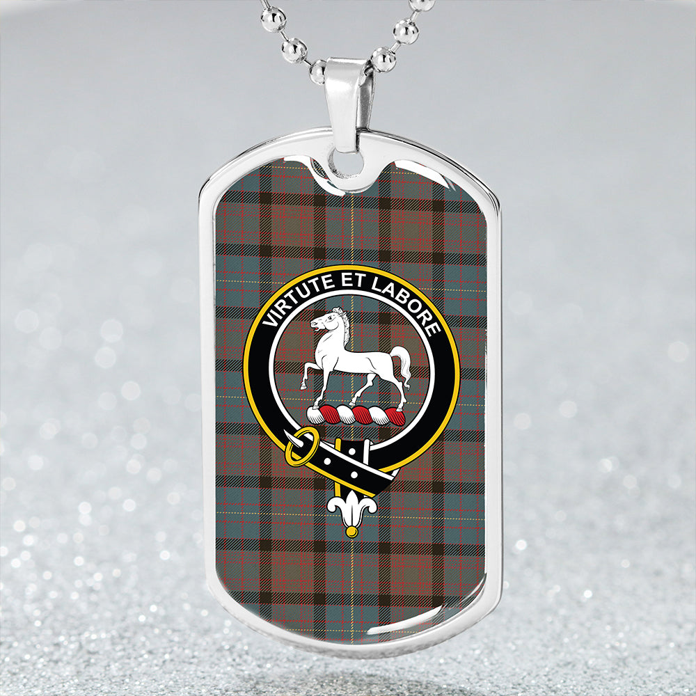 Cochrane Hunting (Cochran Hunting) Weathered Clan Badge Classic Tartan Dog Tag Necklace