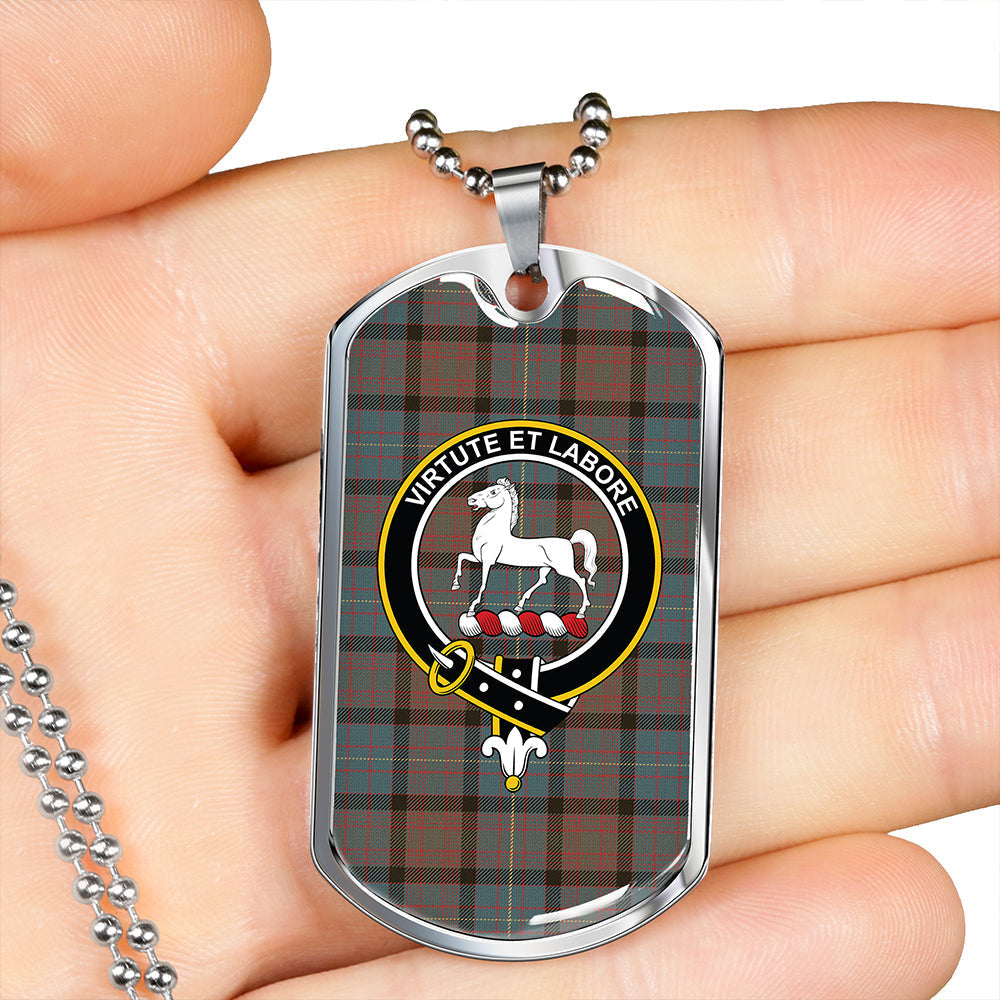Cochrane Hunting (Cochran Hunting) Weathered Clan Badge Classic Tartan Dog Tag Necklace