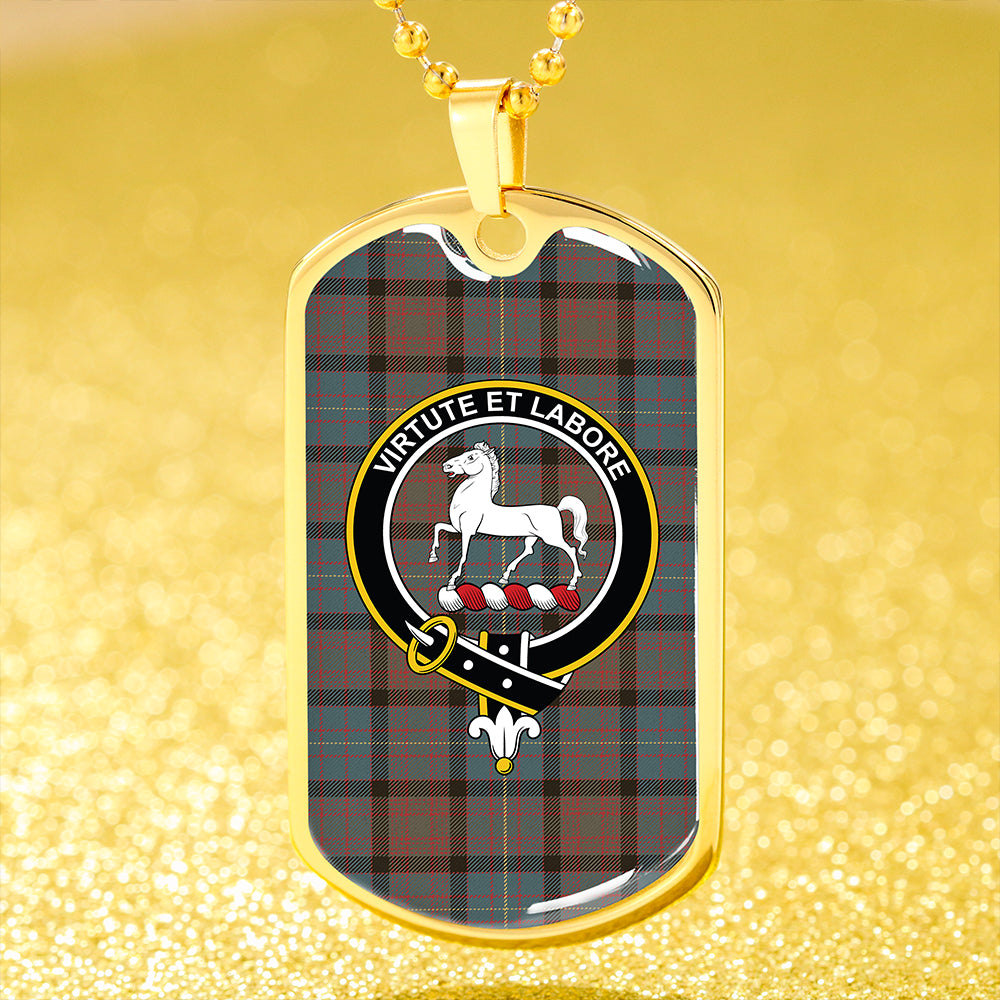 Cochrane Hunting (Cochran Hunting) Weathered Clan Badge Classic Tartan Dog Tag Necklace