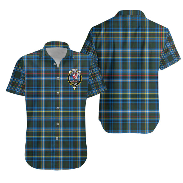 Scottish Tartan Cockburn Modern Clan Short Sleeve Casual Shirt Crest Style