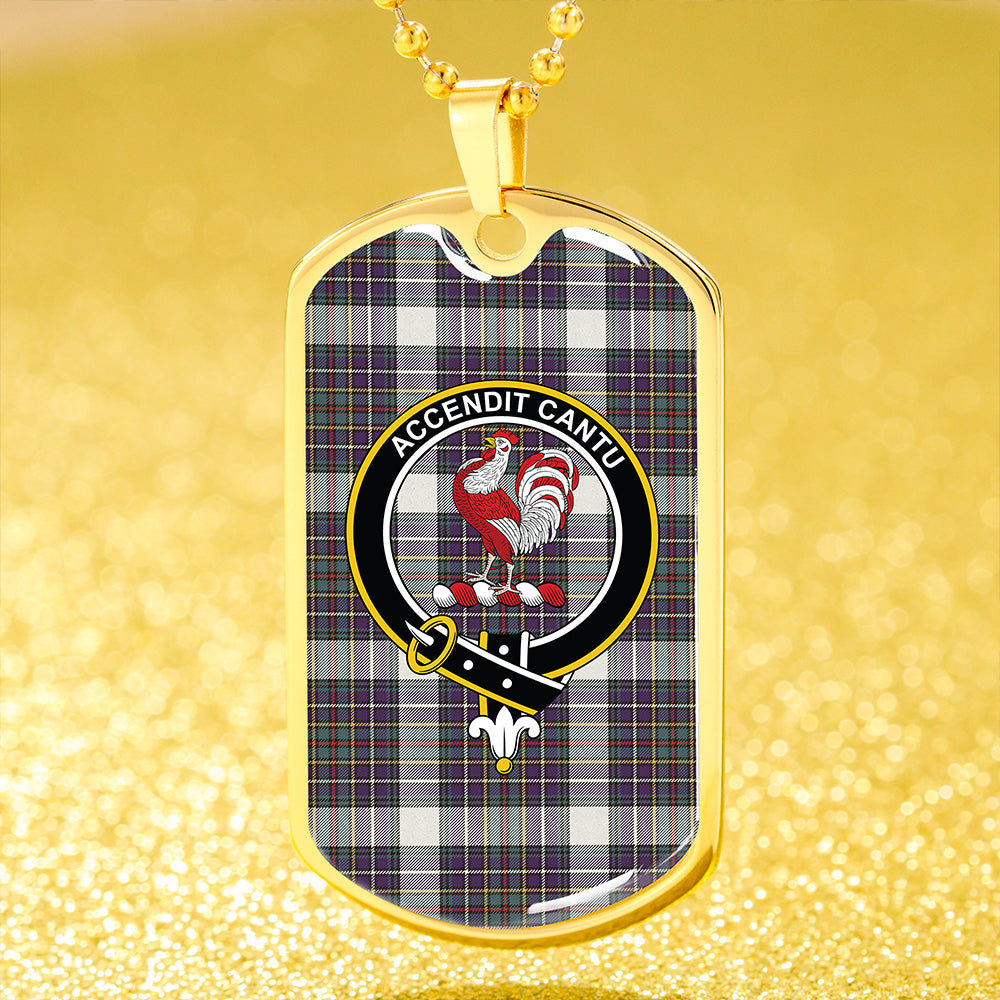 Cockburn (Coburn) of Ormiston Dress Weathered Clan Badge Classic Tartan Dog Tag Necklace