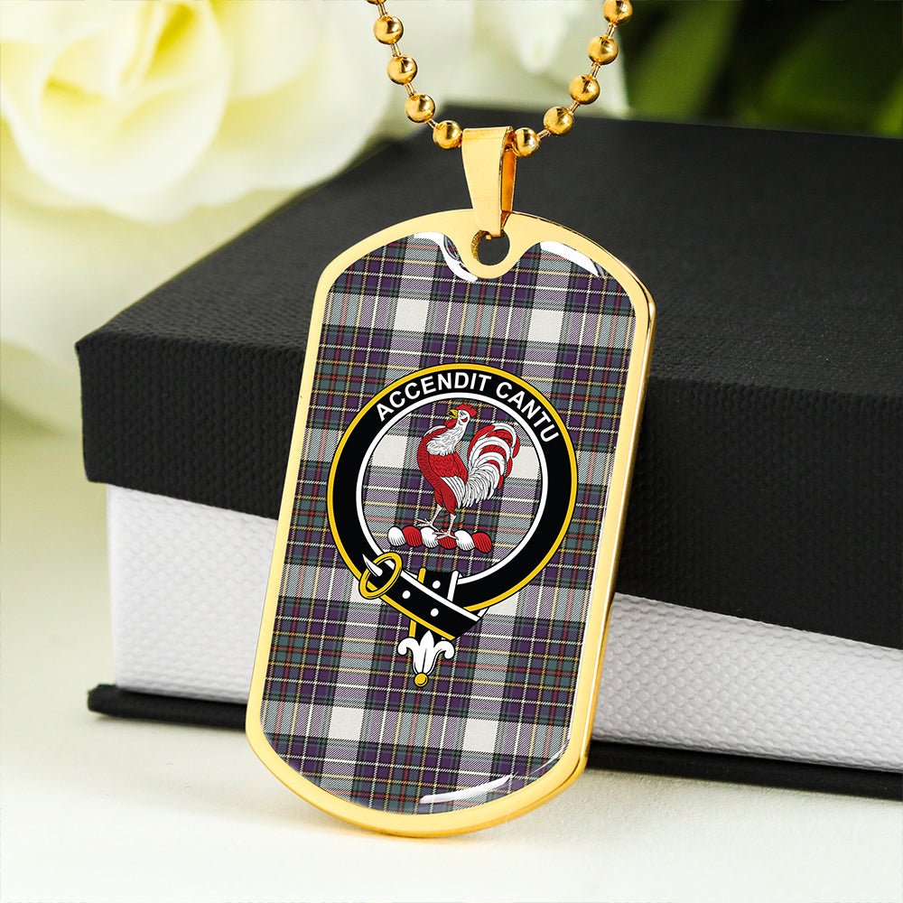 Cockburn (Coburn) of Ormiston Dress Weathered Clan Badge Classic Tartan Dog Tag Necklace