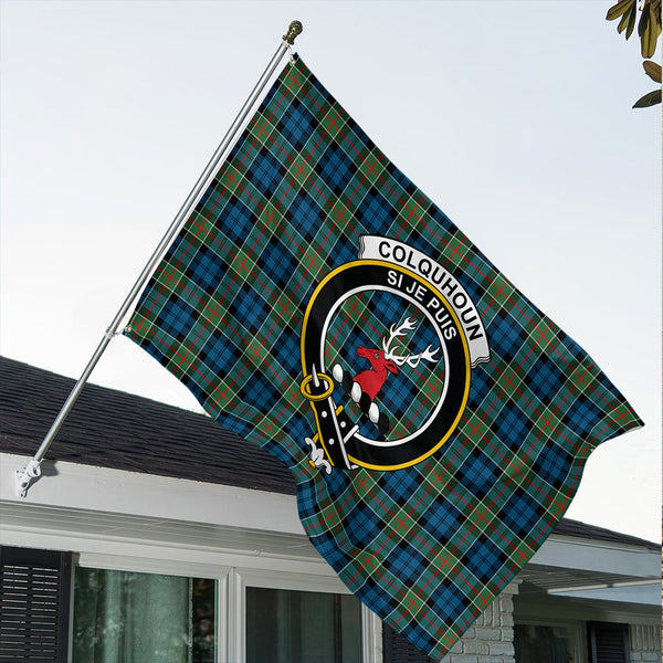 Colquhoun Ancient Tartan Classic Crest House Flag