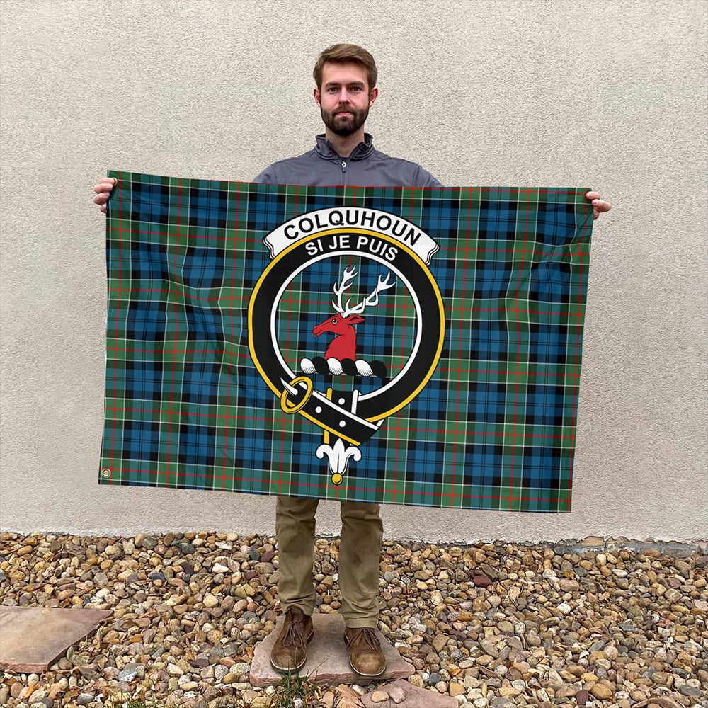 Colquhoun Ancient Tartan Classic Crest House Flag