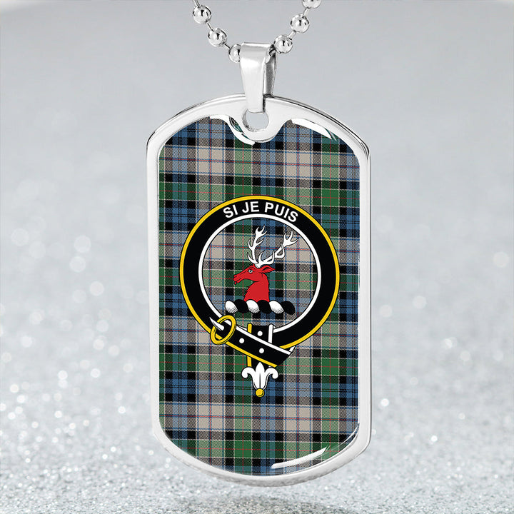 Colquhoun Dress Ancient Clan Badge Classic Tartan Dog Tag Necklace