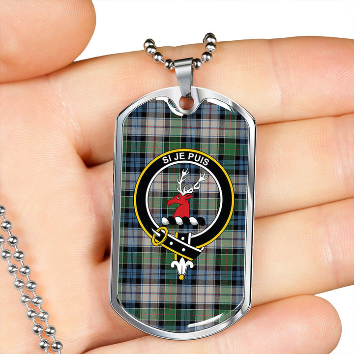 Colquhoun Dress Ancient Clan Badge Classic Tartan Dog Tag Necklace