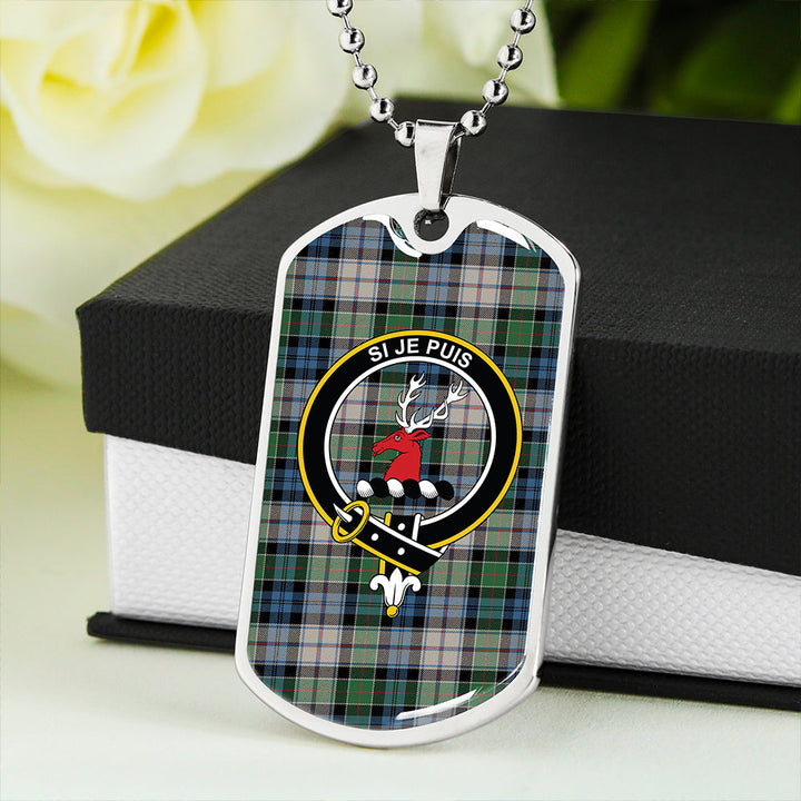 Colquhoun Dress Ancient Clan Badge Classic Tartan Dog Tag Necklace