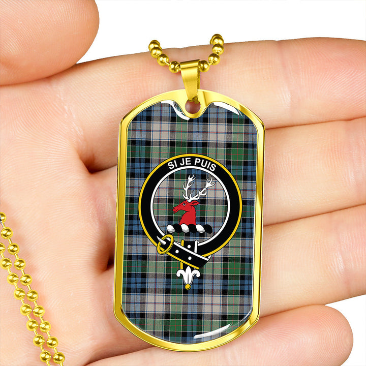 Colquhoun Dress Ancient Clan Badge Classic Tartan Dog Tag Necklace