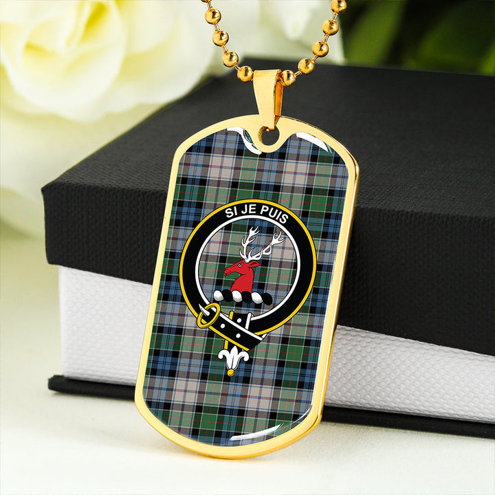 Colquhoun Dress Ancient Clan Badge Classic Tartan Dog Tag Necklace