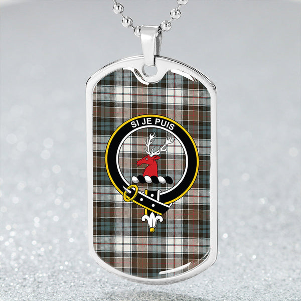 Colquhoun Dress (Cowans Dress) Weathered Clan Badge Classic Tartan Dog Tag Necklace