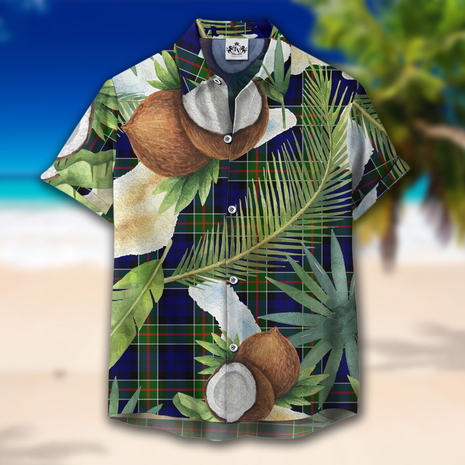 Scottish Tartan Colquhoun Modern Clan Hawaiian Shirt Hibiscus - Tropical Garden Style