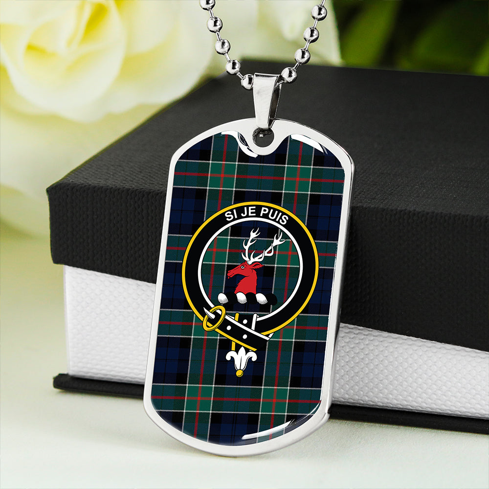 Colquhoun (Cowans) Modern Clan Badge Classic Tartan Dog Tag Necklace