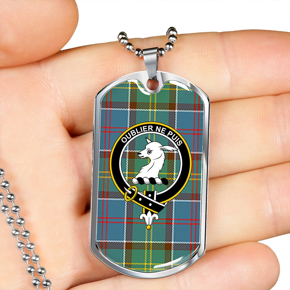 Colville District Clan Badge Classic Tartan Dog Tag Necklace