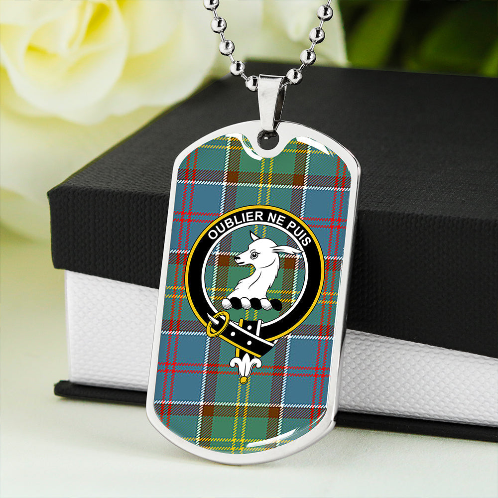 Colville District Clan Badge Classic Tartan Dog Tag Necklace