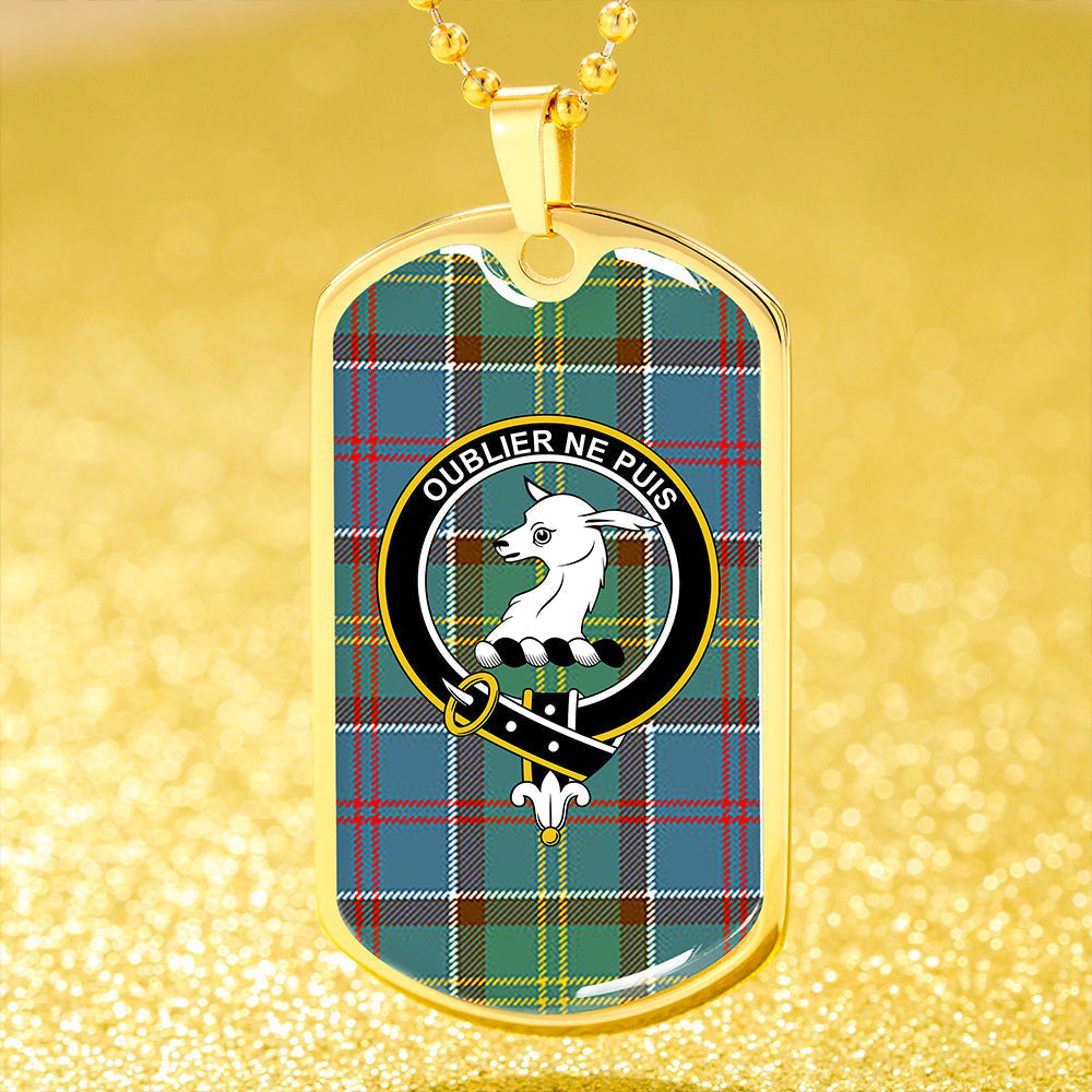 Colville District Clan Badge Classic Tartan Dog Tag Necklace