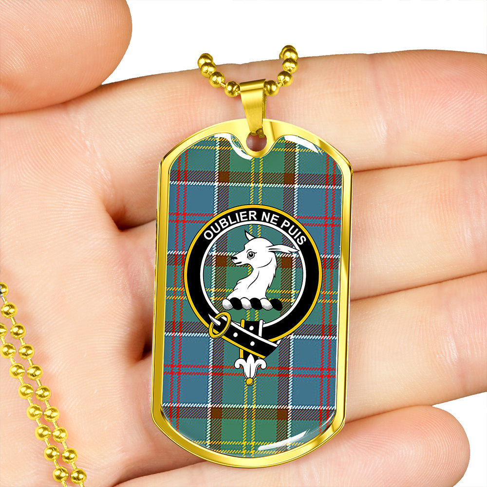 Colville District Clan Badge Classic Tartan Dog Tag Necklace