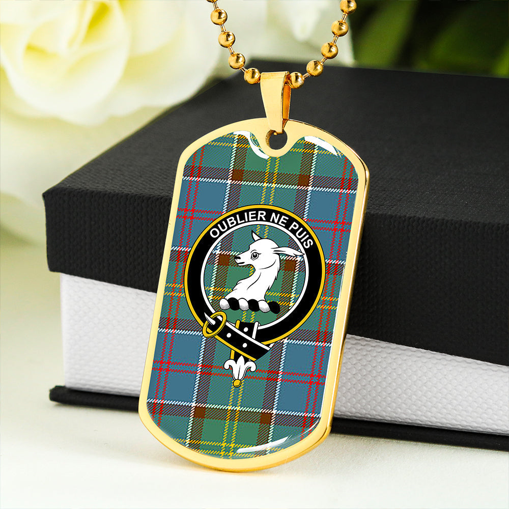 Colville District Clan Badge Classic Tartan Dog Tag Necklace
