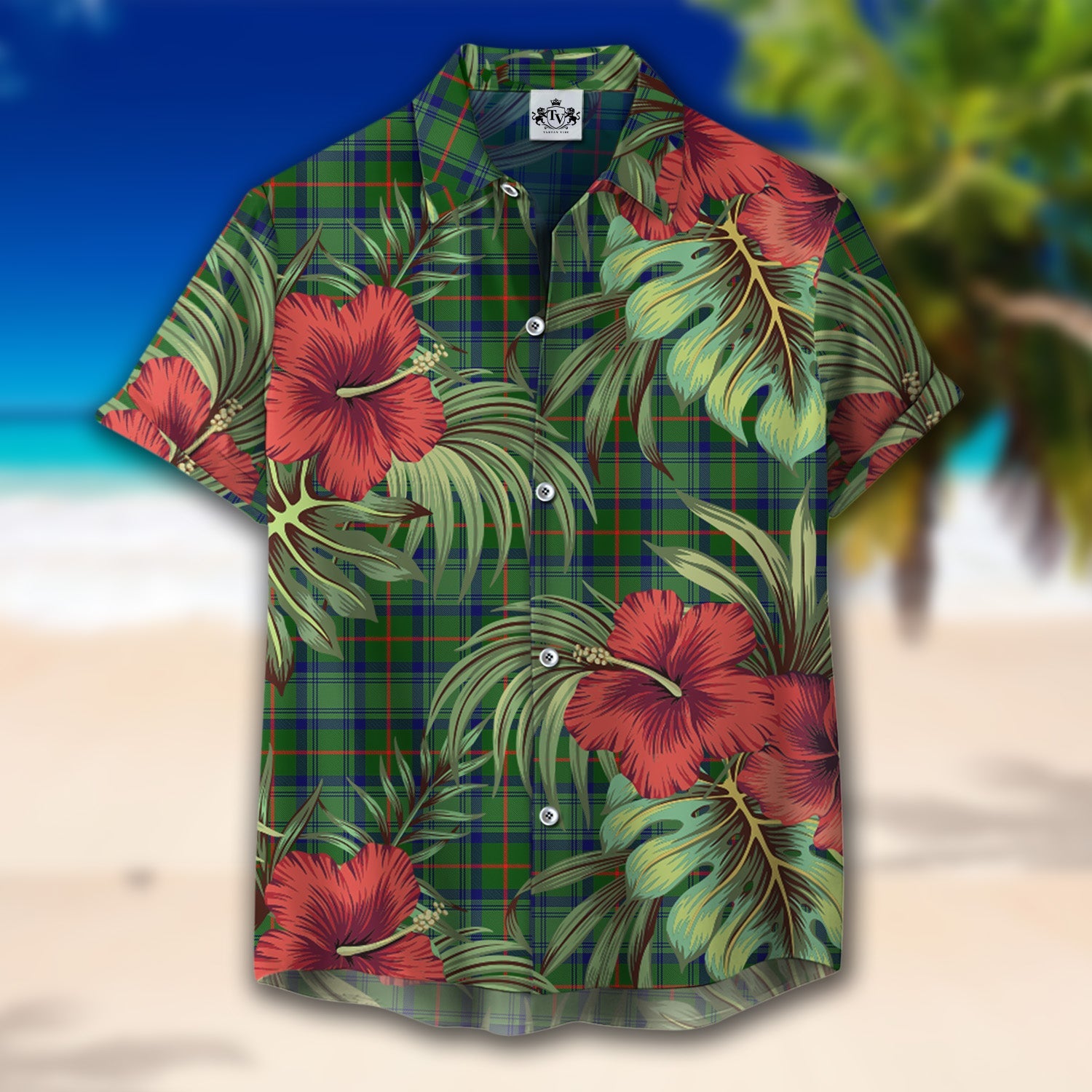 Scottish Tartan Cranstoun Clan Hawaiian Shirt Hibiscus - Tropical Garden Style