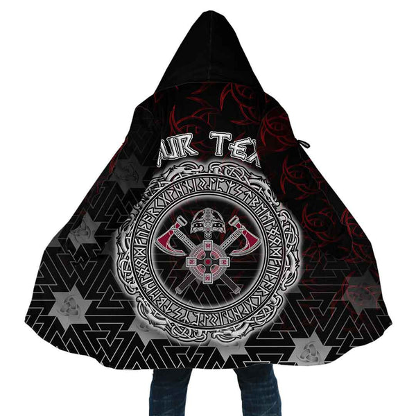 Custom Viking Hooded Coat Crest Crossed Battle Axes Special Style