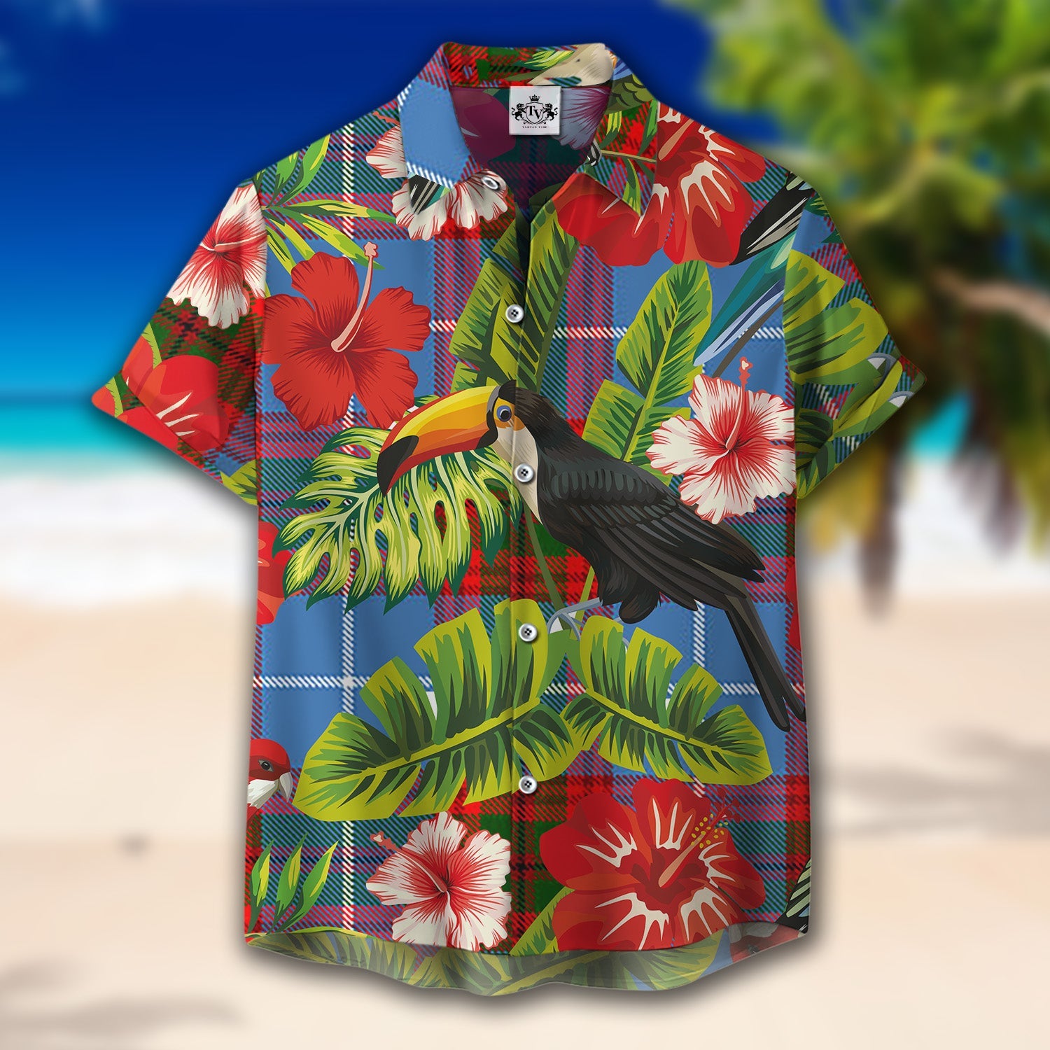 Scottish Tartan Crichton Clan Hawaiian Shirt Hibiscus - Tropical Garden Style