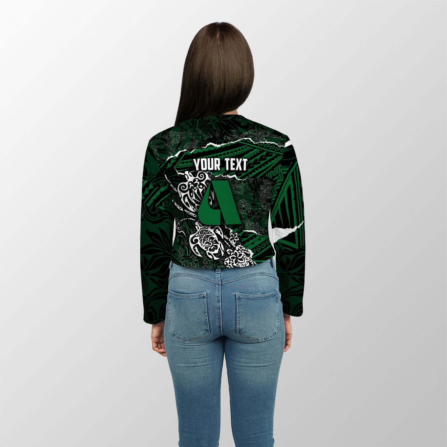 Hawaii Aiea High School Custom Croptop Long T Shirt Polynesian Turtle Style