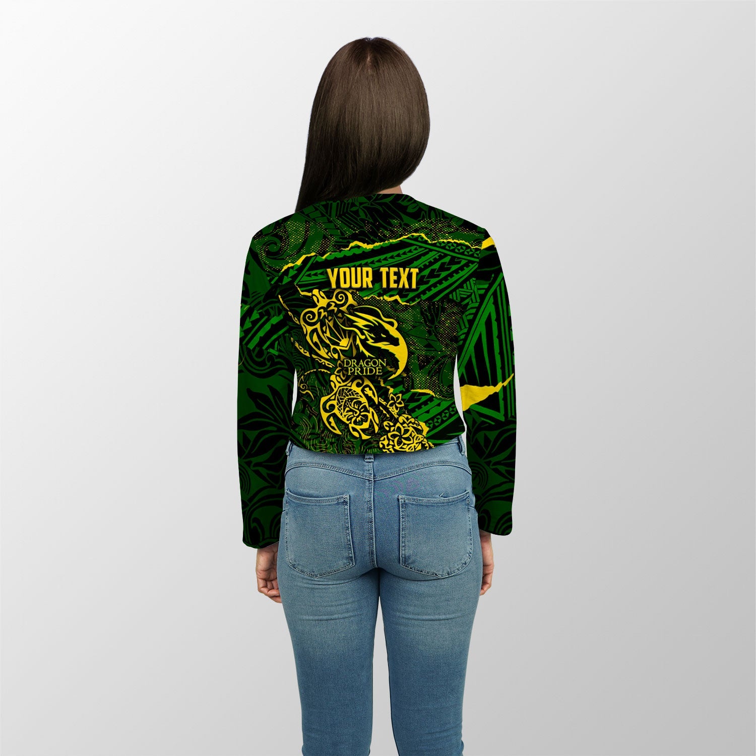 Hawaii Honoka High & Intermediate School Custom Croptop Long T Shirt Polynesian Turtle Style