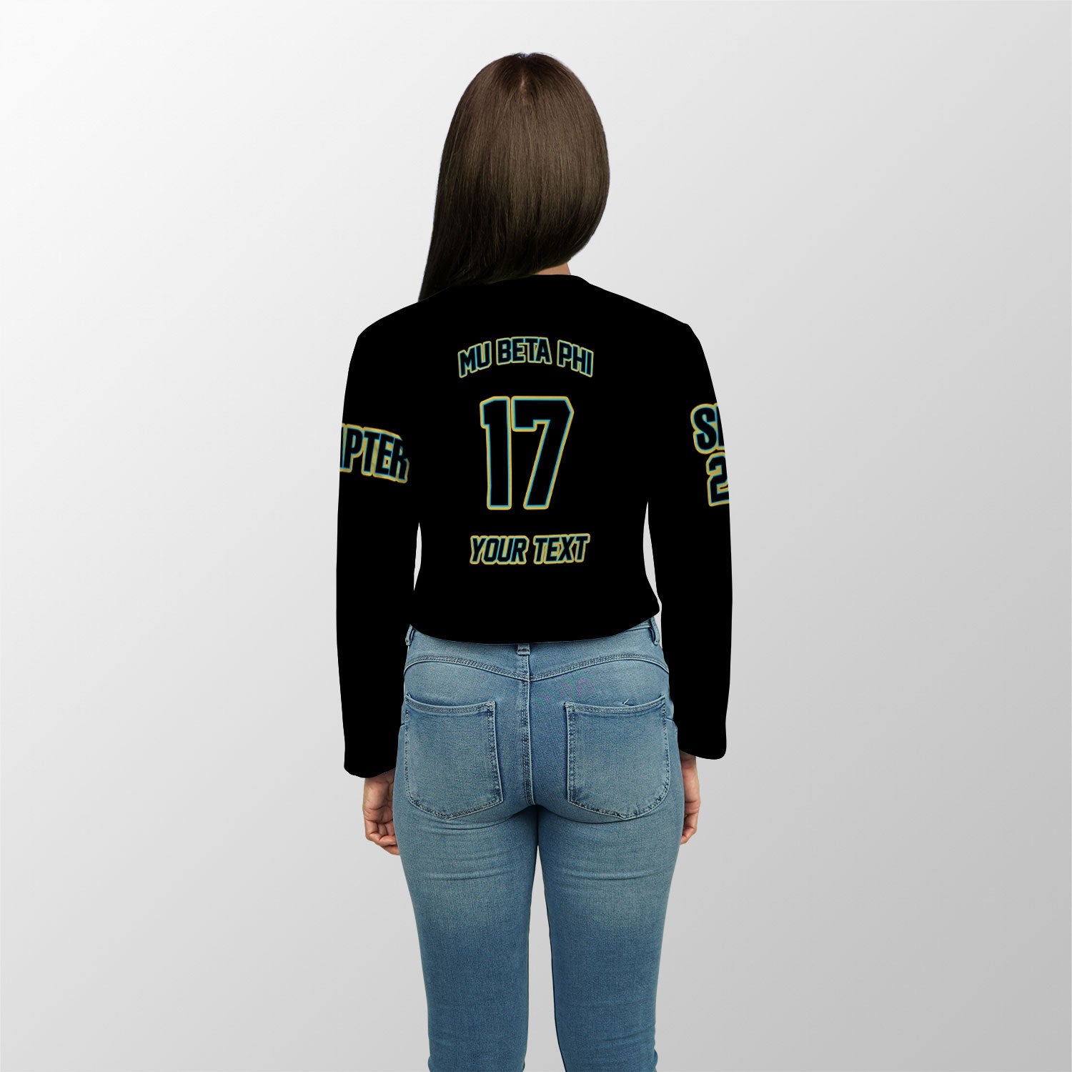 Fraternity Shirt - Personalized Mu Beta Phi Croptop Long T Shirt Original Black Style