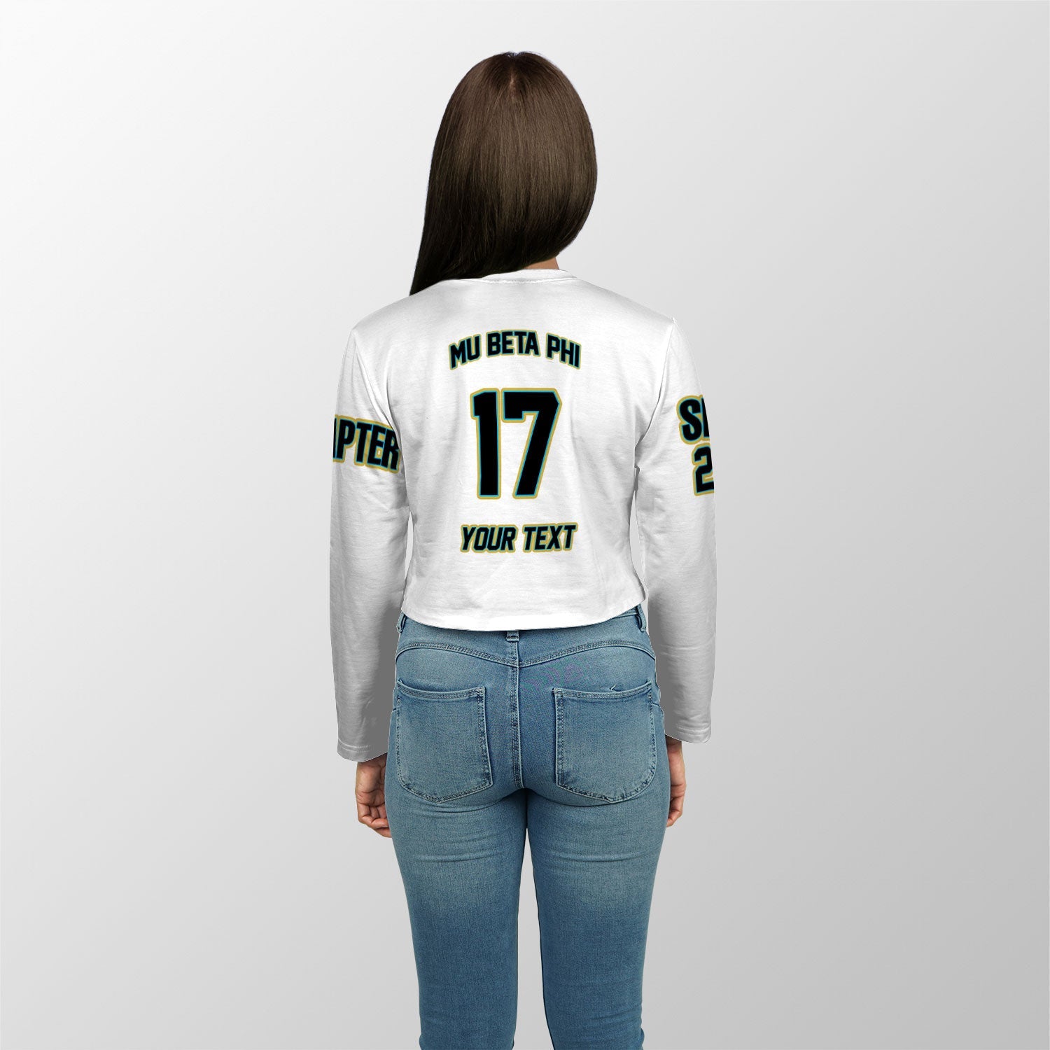 Fraternity Shirt - Personalized Mu Beta Phi Croptop Long T Shirt Original White Style