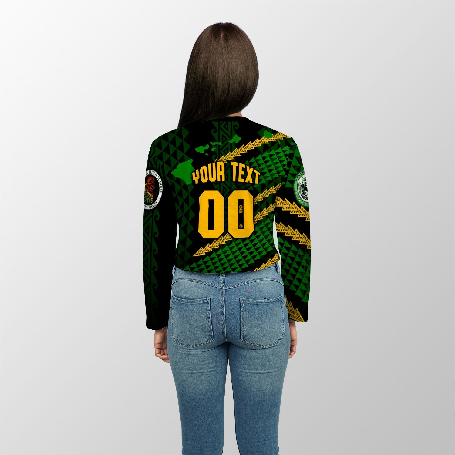 Hawaii Leilehua High School Custom Croptop Long T Shirt Map Style