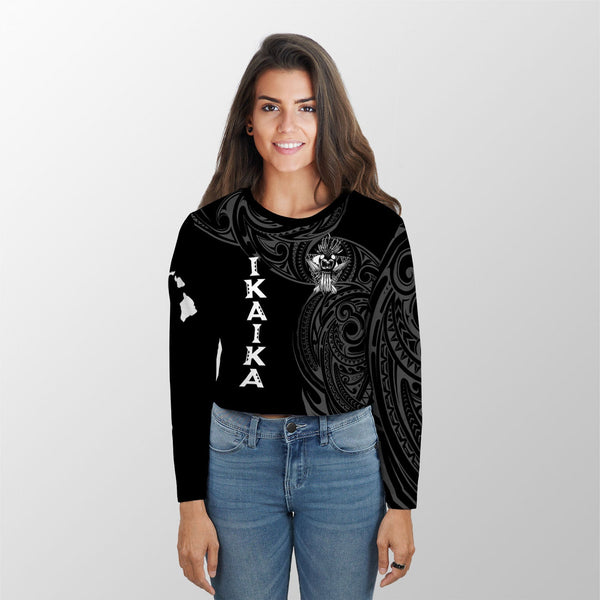 Hawaii Ikaika Warrior Croptop Long T Shirt Polynesian Style