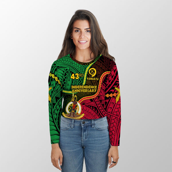 Vanuatu Croptop Long T Shirt Independence Day 43rd Anniversary Style