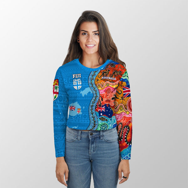 Custom Fiji Tapa & Australia Aboriginal Croptop Long T Shirt