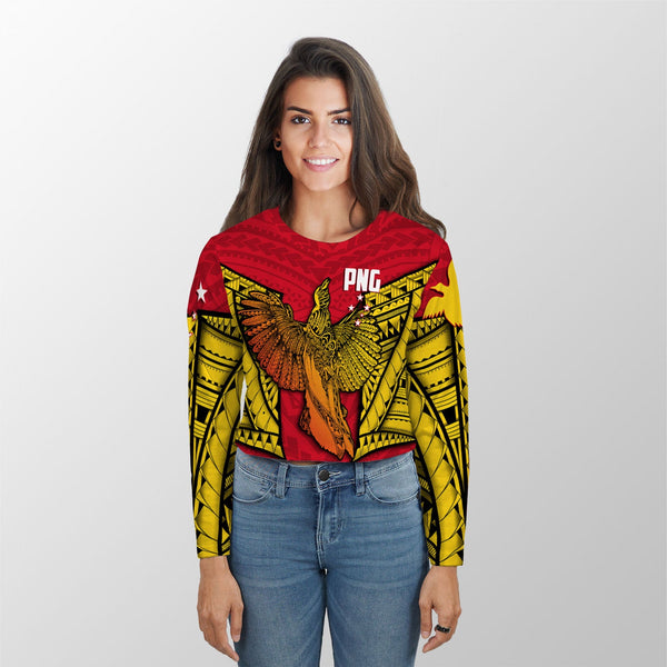 Papua New Guinea Independence Day Croptop Long T Shirt Raggiana Bird of Paradise Style