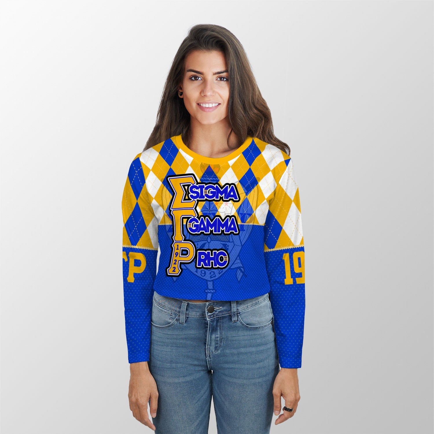 Sorority Shirt - Christmas Sigma Gamma Rho Girl Croptop Long T Shirt Rhombus Pattern Style