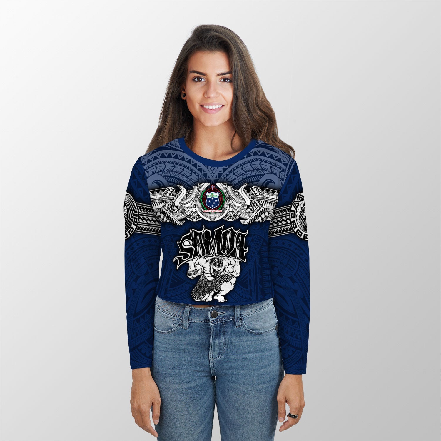 Custom Samoa Warrior Croptop Long T Shirt