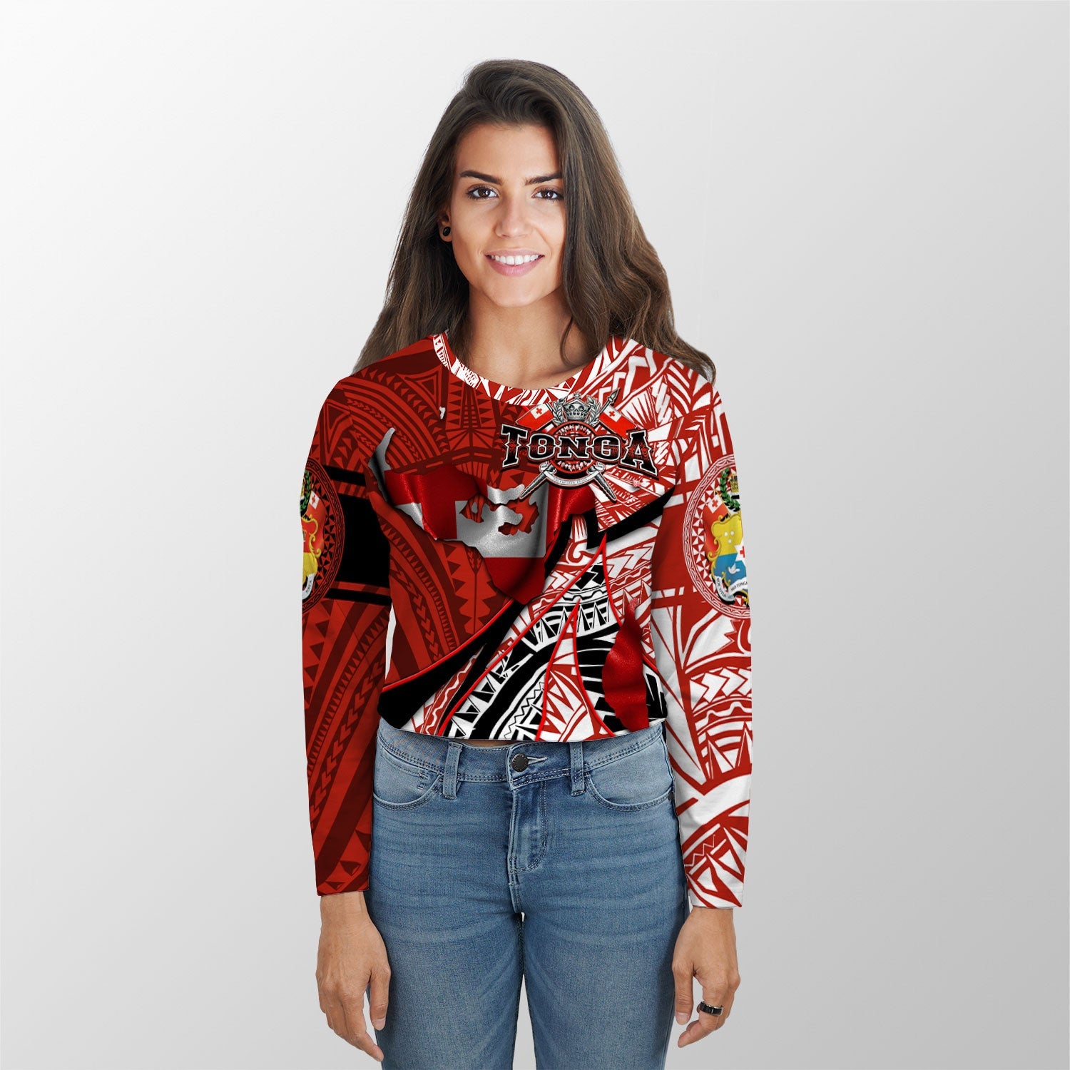 Tonga In My Heart Royal Coat Of Arms Croptop Long T Shirt