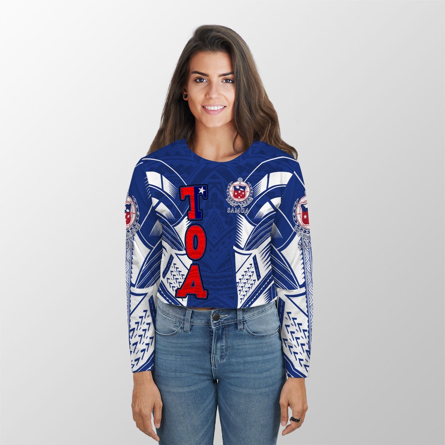 Custom TOA Samoa Rugby Croptop Long T Shirt