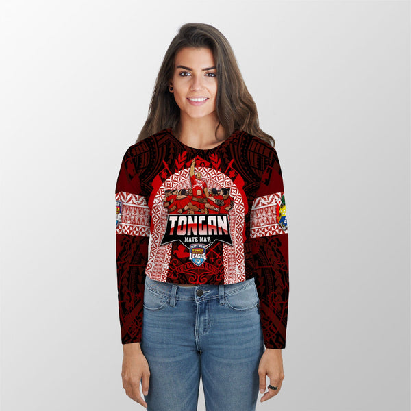 Custom Tonga Mate Ma'a Rugby League Croptop Long T Shirt