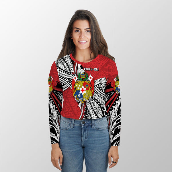 Custom Tonga Vava'u Lahi Coat Of Arms Croptop Long T Shirt