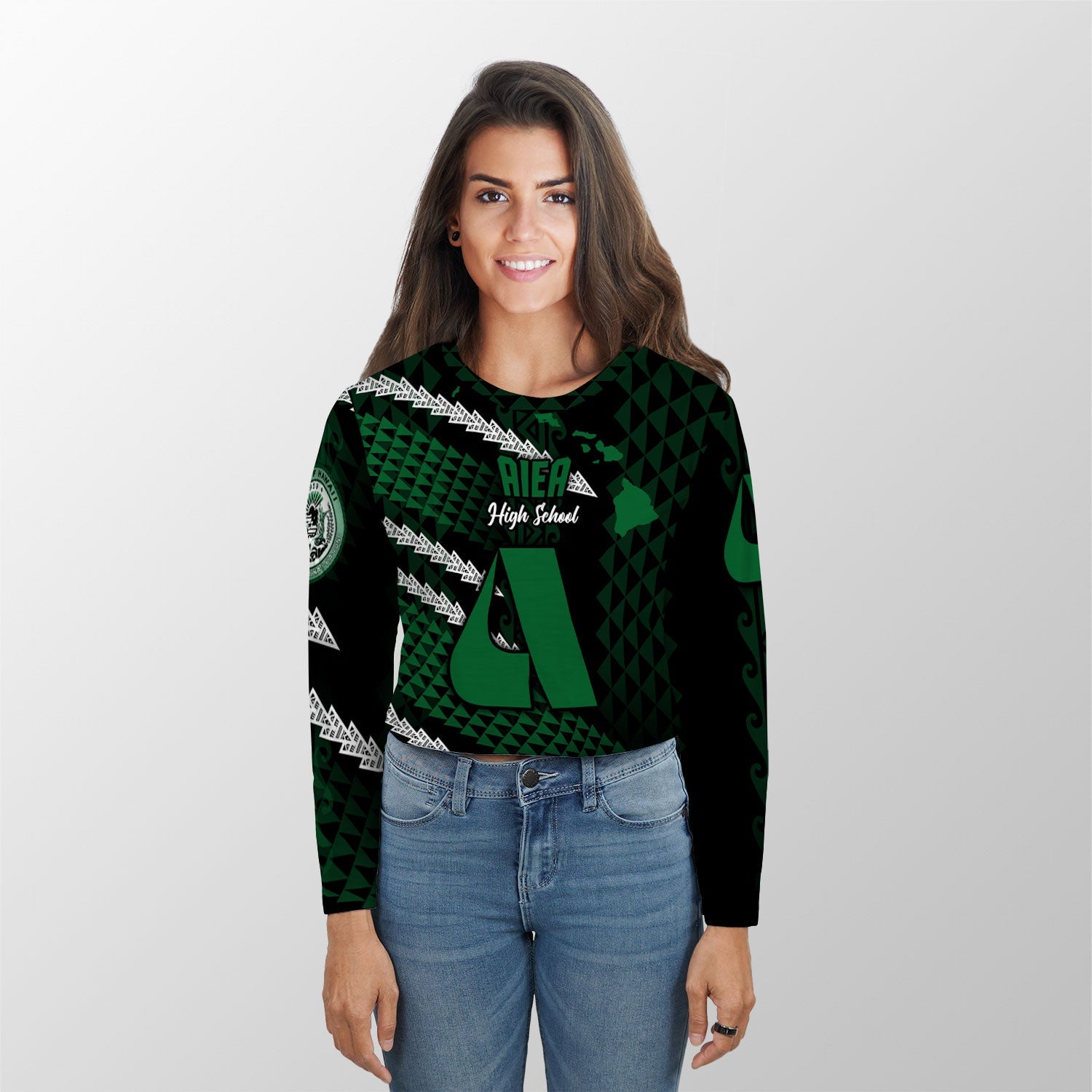 Hawaii Aiea High School Custom Croptop Long T Shirt Map Style