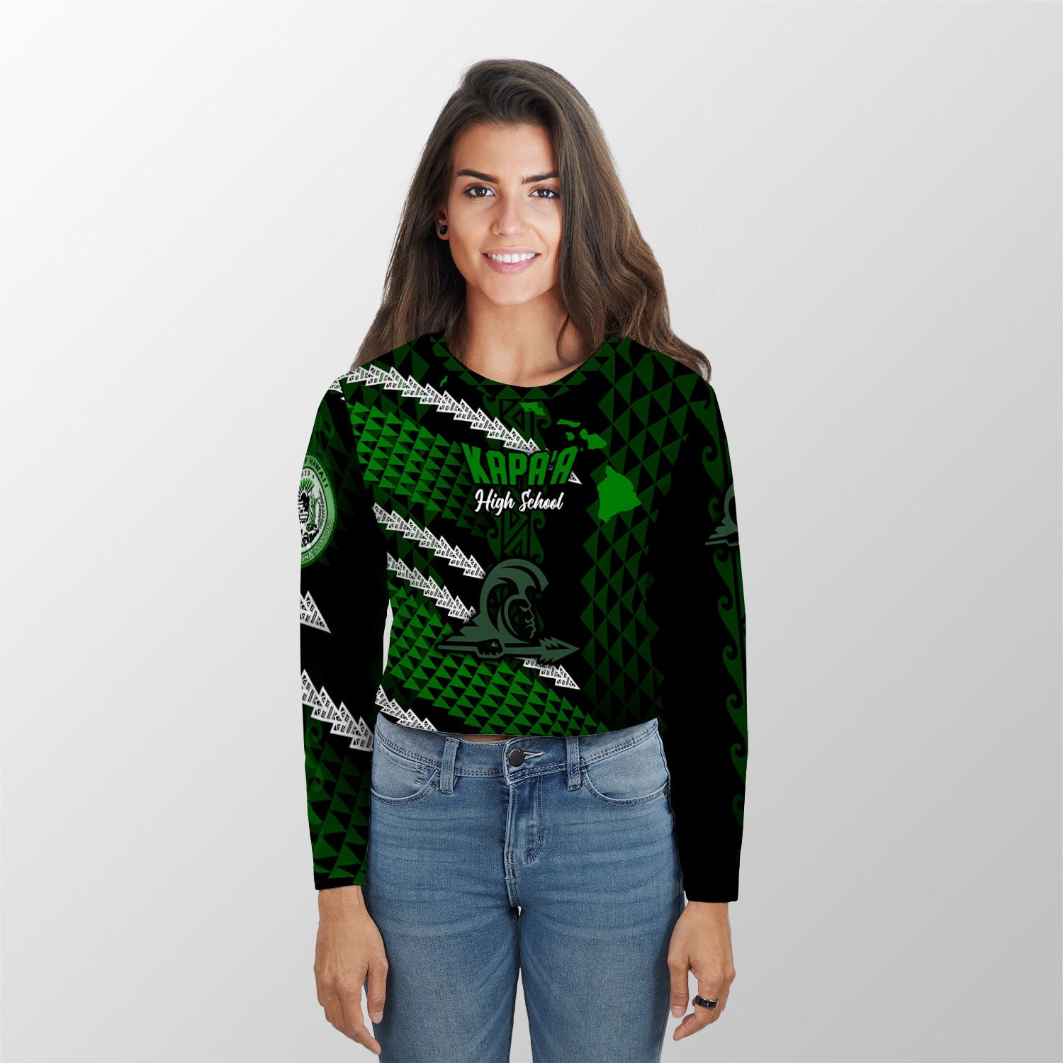 Hawaii Kapaa High School Custom Croptop Long T Shirt Map Style