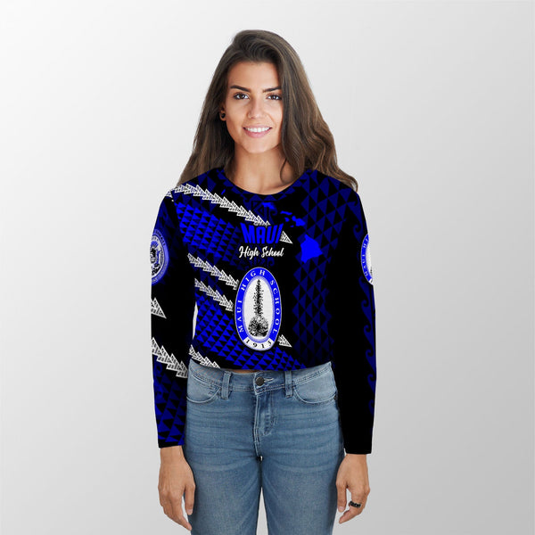 Hawaii Maui High School Custom Croptop Long T Shirt Map Style