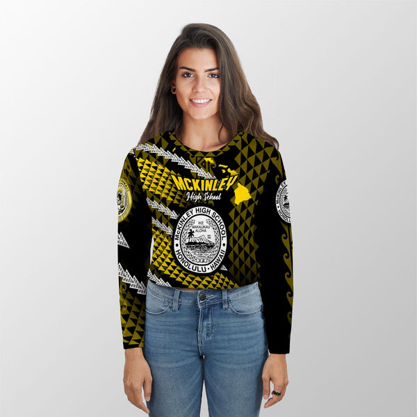 Hawaii President William McKinley High School Custom Croptop Long T Shirt Map Style